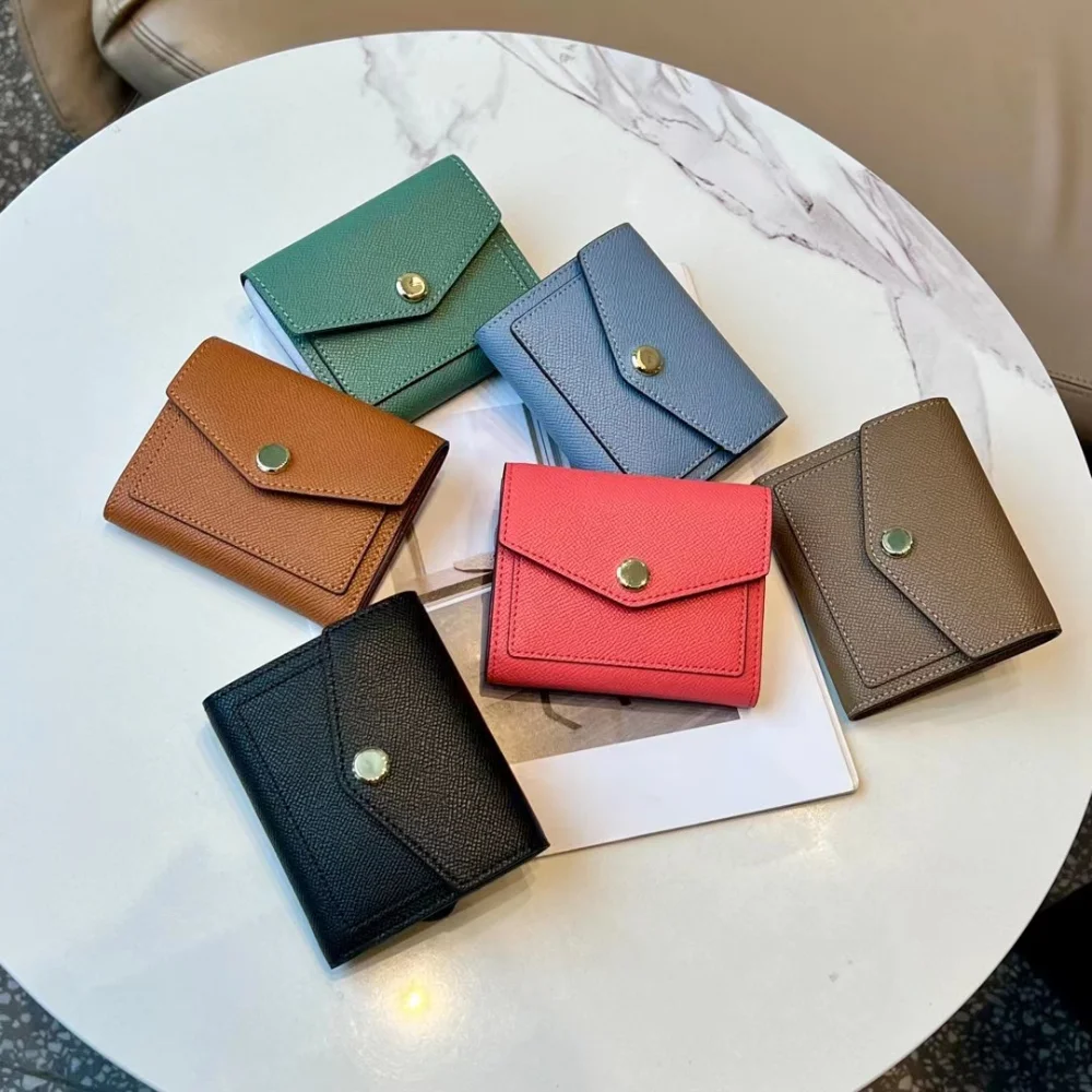 URBAN MASTER Small Wallet Womens Short Korean Fashion Contrast Color Lady Card Holder Real Genuine Cow Leather Coin Purses