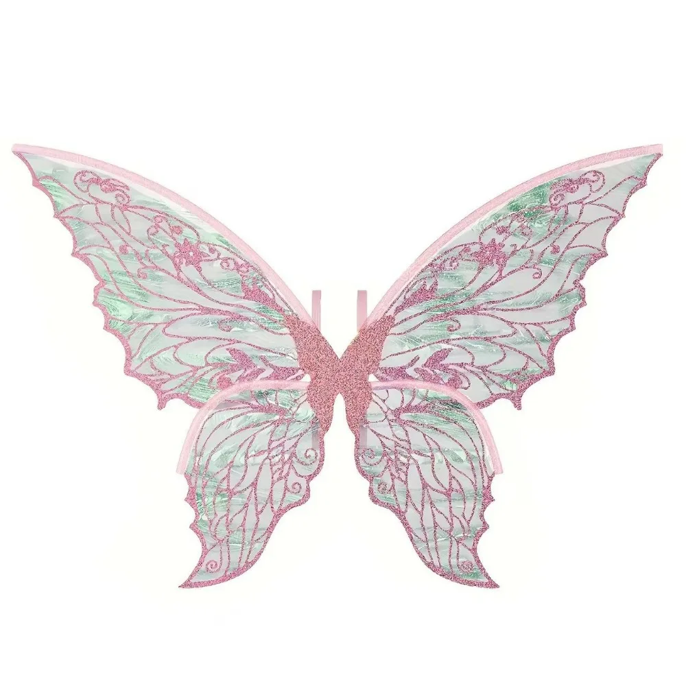 

Colorful Butterfly Fairy Wings Sparkling Organza Elastic Shoulder Straps Cosplay Wings Handmade Gradient Sheer Elf Wings Costume