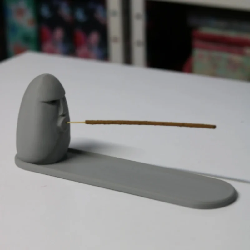 Minimalist Stone‑Face Incense Stick Holder, Moai Style Incense Tray, Zen Desktop Ornament for Home Decor