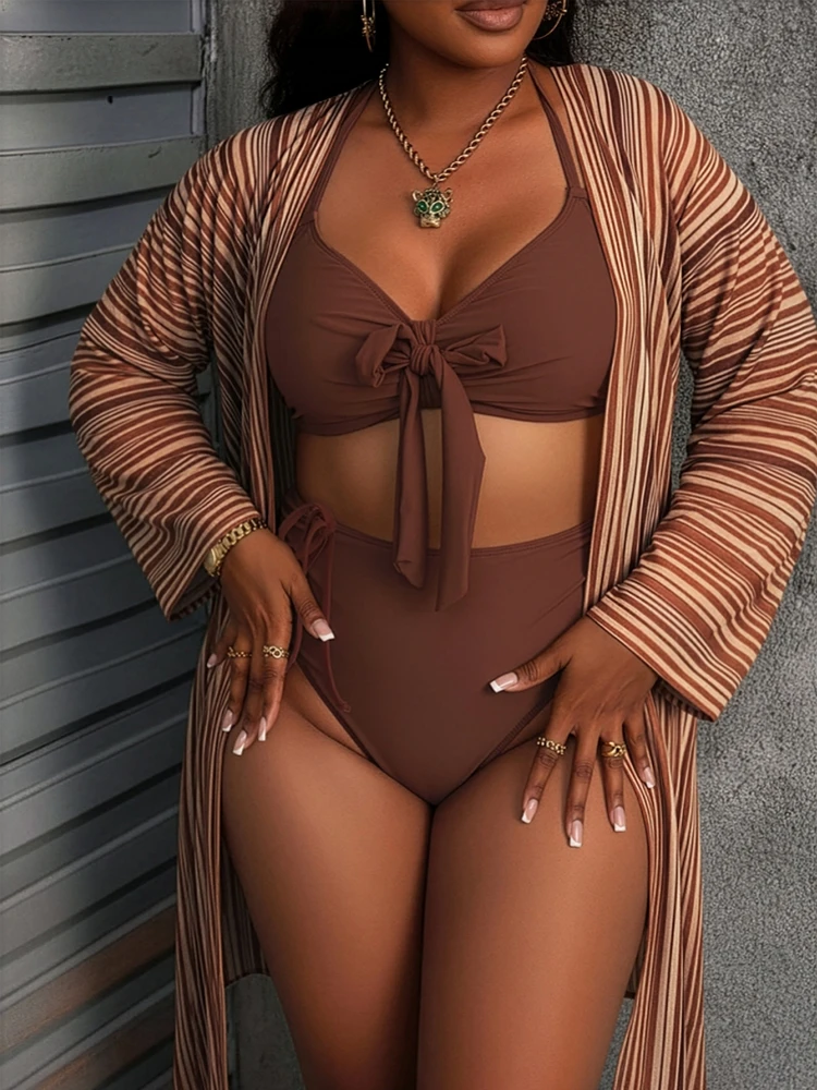 

Plus Size High Waist Bikini Women's Push Up Large Size Swimsuit 2026 Summer Mujer Big Size Tummy Control Swimwear Bikini Sets