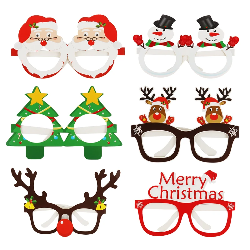 

Santa Claus Xmas Tree Elk Paper Glasses Frame Christmas Glasses Photo Prop Christmas Decorations New Year Navidad Chlidern Gift