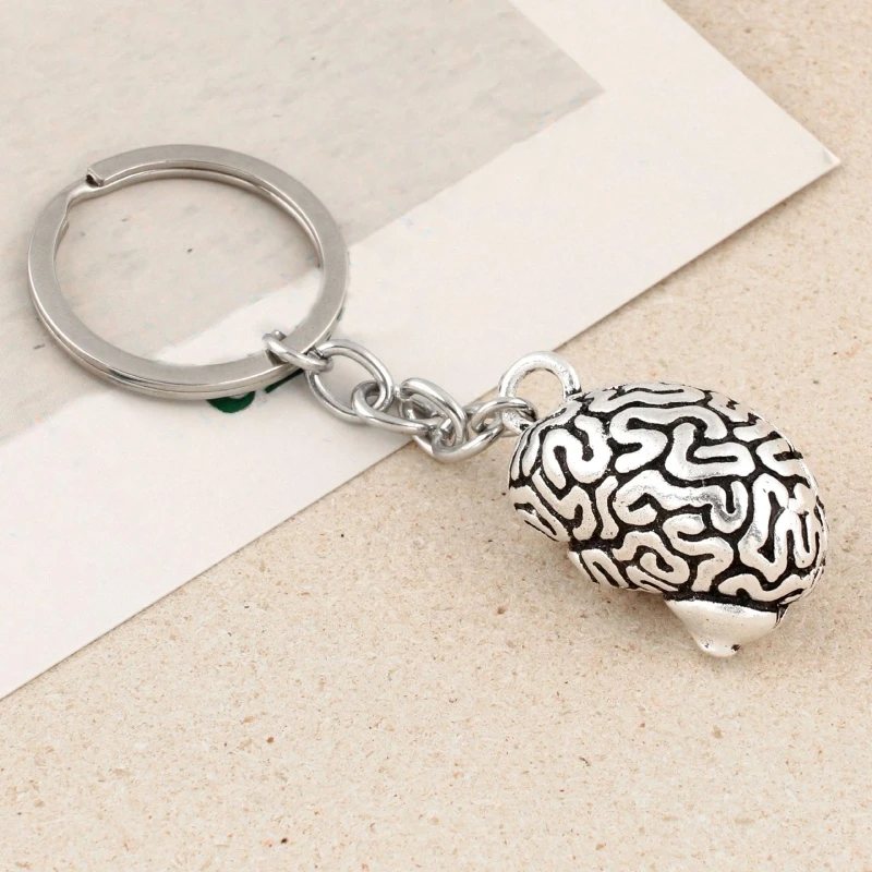 Human Brain Keychain 3D Organs Body Parts Keychain Psychology Brain Key Holder Science Happy Key Ring Pendant for Unisex