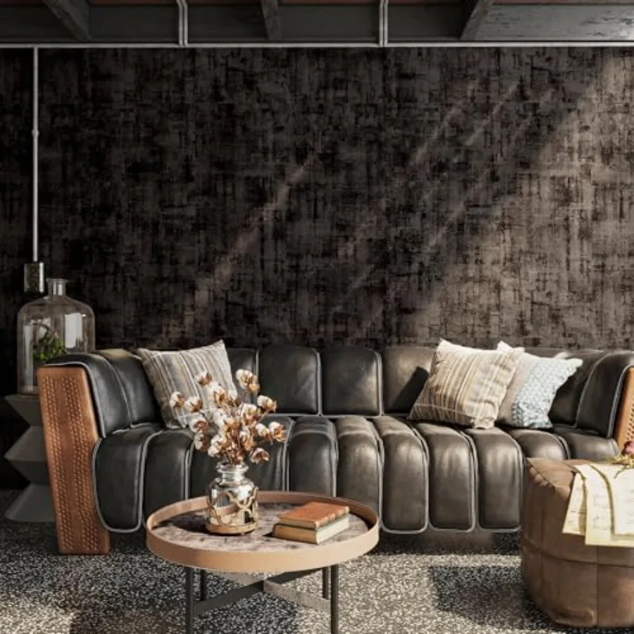 

Industrial Style Wallpaper 31.5x315inch Extra Wide Concrete Wallpaper Stained Cement Checkerboard Contact Paper Peel and Stick