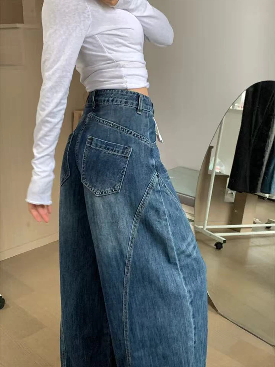 

plus Size American Sle Denim Jeans Women Summer Loose High Waist Slim Straight Wide Leg Pants Casual High Waist Jeans