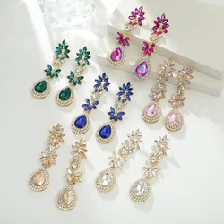 Vintage Wedding bride jewellery women's earrings fashion long style flower like water drop needle earrings for women Jewelry