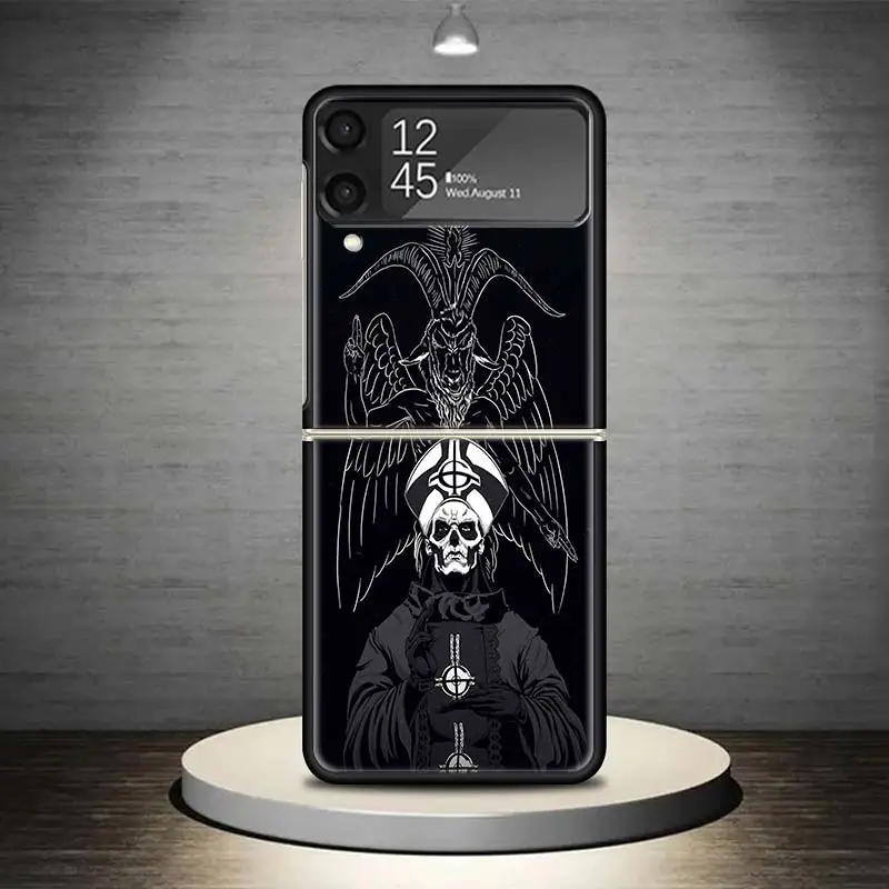 Ghost Papa Emeritus Phone Case For Samsung Galaxy Z Flip 4  5 Flip3 5G Black Hard Cover ZFlip4 ZFlip5 ZFlip3 Coque Fundas Bumper