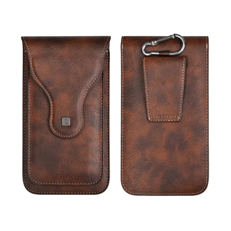 Custodia per cellulare Vintage Cover Pack uomo marsupio in pelle PU con clip a gancio fondina per telefono borsa da viaggio per cintura da trekking