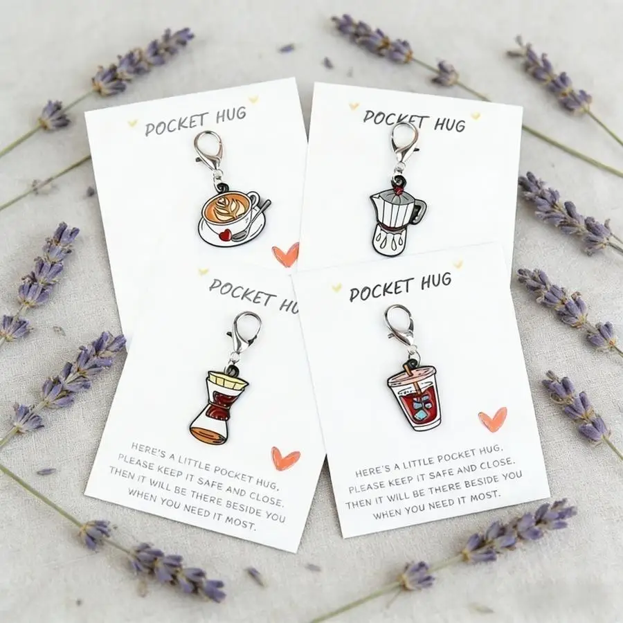 1/5/10/20/50/100pcs Pocket Greeting Cards featuring a coffee-themed design, perfect for decorating bags and a wonderful gift for