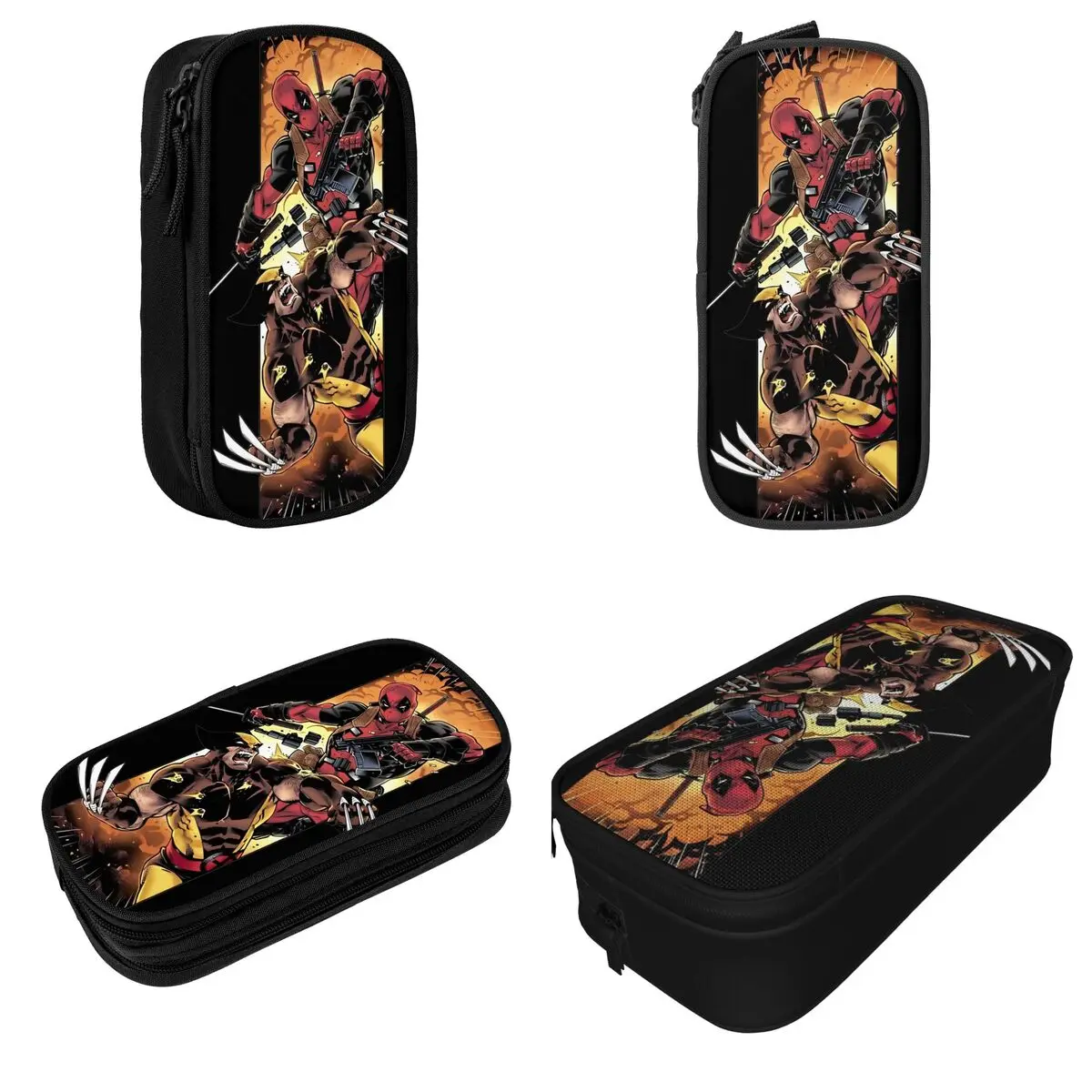 Dead Pool And Wolverine Fighting Comic Pencil Case Pencil Pouch Pen Box Boy Big Pencil Bags School Supplies Zipper Stationery