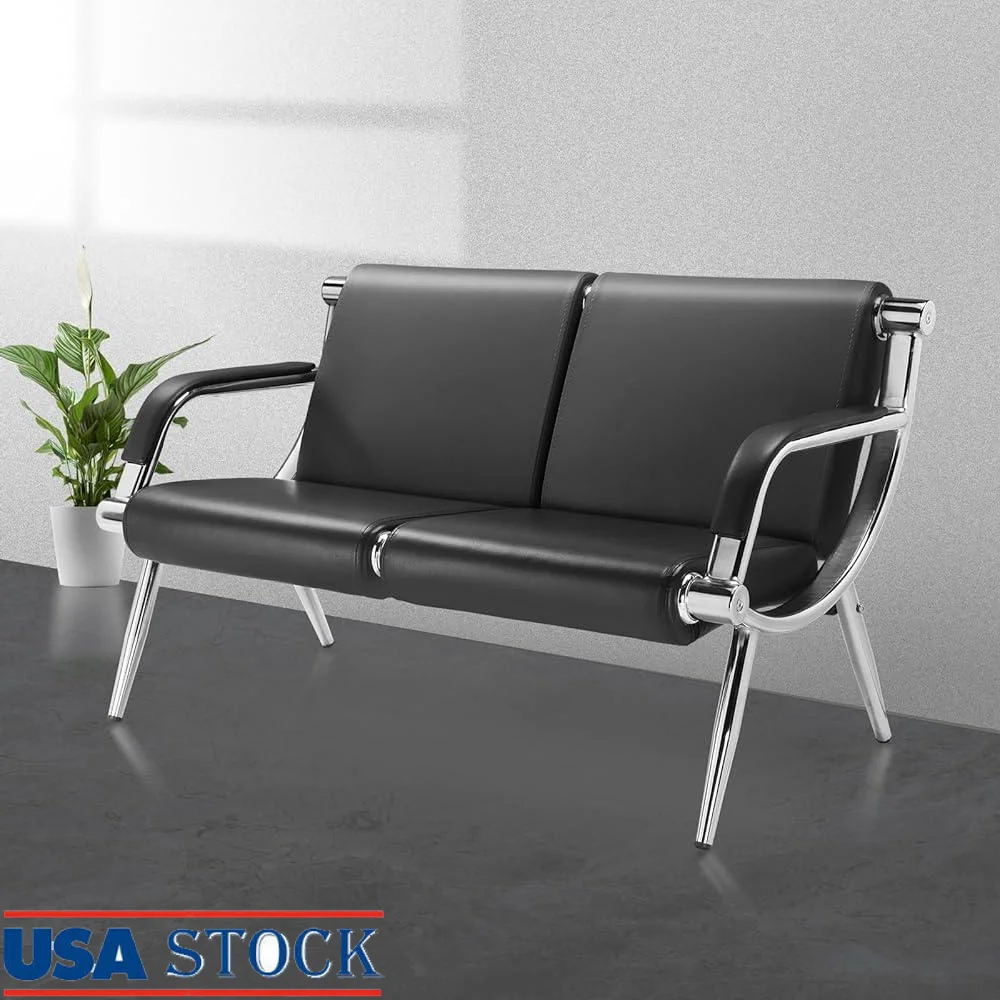 

Waiting Room Chairs with Arms Ergonomic PU Leather Office Guest Seating Durable Lobby Bench Airport Bank Hospital Salon