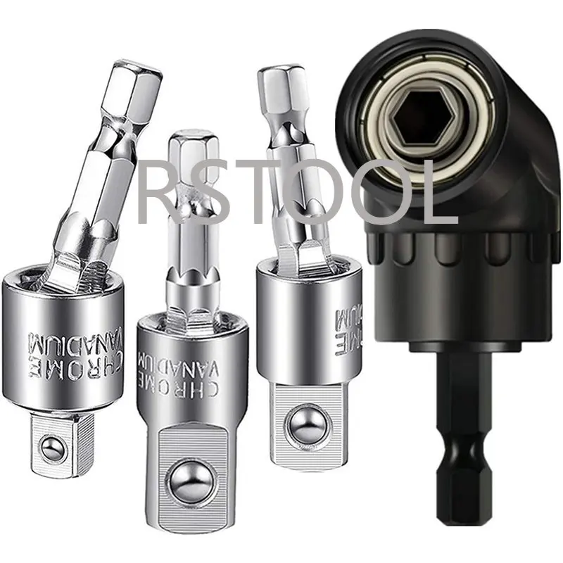 3 Tác Động Ổ Cắm Bộ Adapter 360 ° Xoay Được Chuôi Lục Giác Driver Ổ Cắm 1/4 "3/8" 1/2 "máy Khoan 105 ° Góc Mũi Adapter