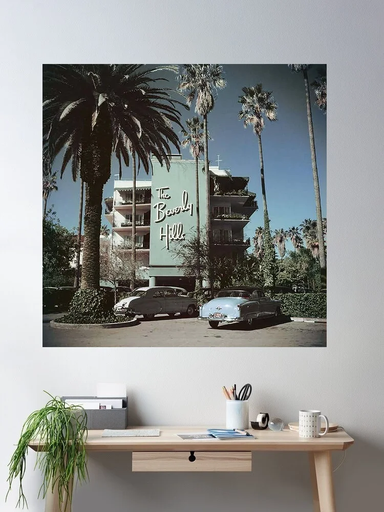 Slim Aarons Hotel Beverly Hills 1957 Limited Edition Estate, Print Art Canvas Poster, Living Room, Home Wall Decor Picture