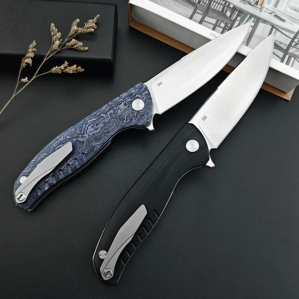 Shirogorov Portable Folding Knife D2 Steel Blade G10 Handle Kitchen Utility Kinfe Household Multi-purpose Pocket Fruit Knife