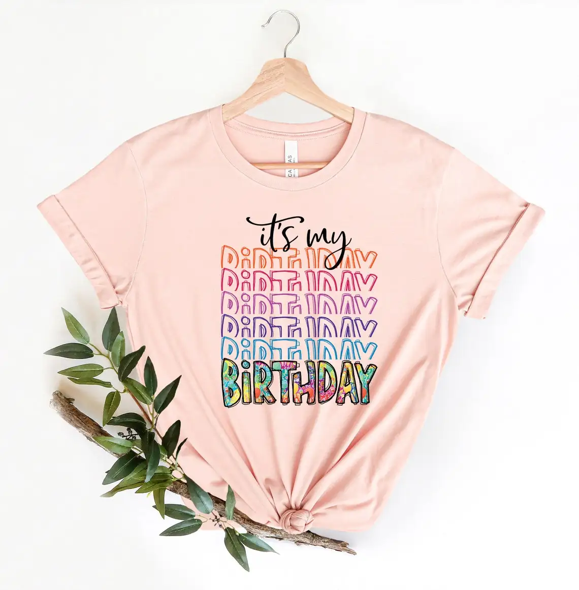 

Watercolor It'S My Birthday Letter Print Tshirt Girls Funny White/Pink T Shirt Women'S Clothing Birthday Gift T-Shirt Female