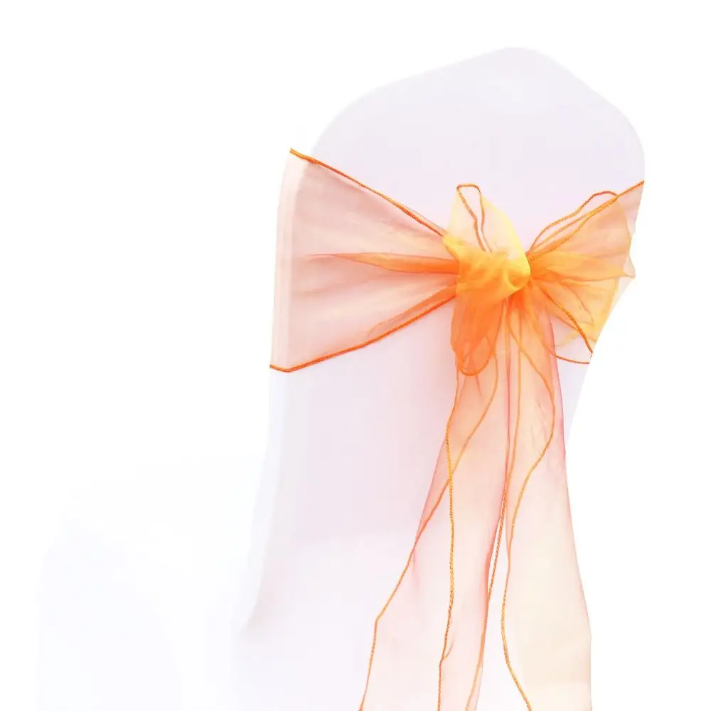 

5pcs Durable Bow Knot Organza Chair Sashes Knot Bands Reusable Organza Chair Bows 275cm Sheer Organza Chair Sashes Baby Shower