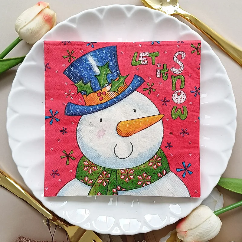 

20pcs/Pac 33*33cm 2-Ply Christmas New Printed Napkins Party Decoration Paper Wholesale Household Napkins Paper Placemats