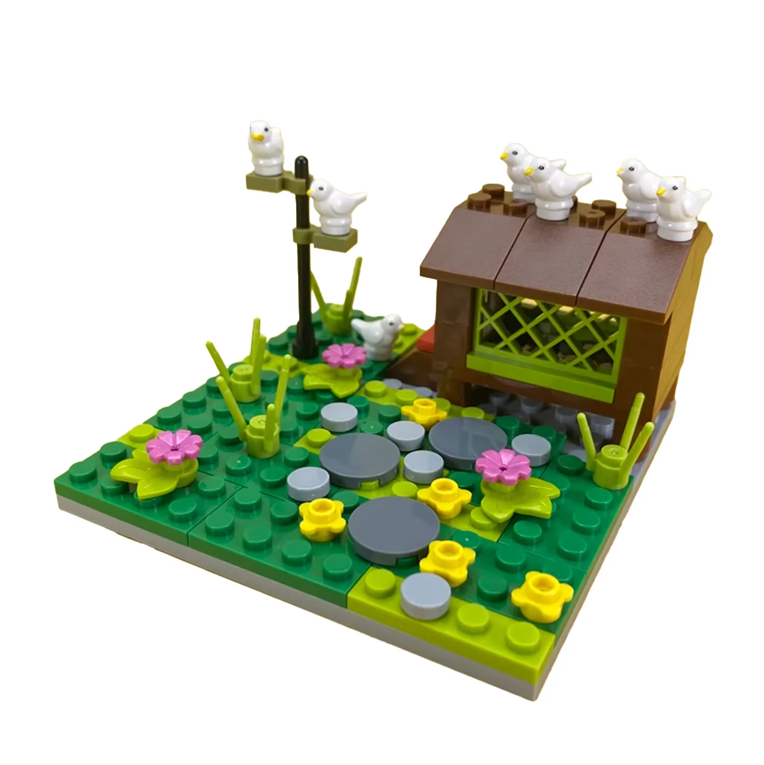 لعبة مكعبات بناء تجميع الأطفال DIY سلسلة مزرعة الحيوانات بيت الطيور سقيفة الدجاج ملحقات البناء هدايا العيد