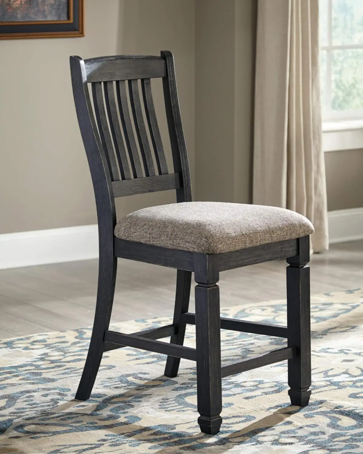 

Design by Ashley Tyler Creek Farmhouse 24.38" Counter Height Upholstered Barstool, Set of 2, Almost Black