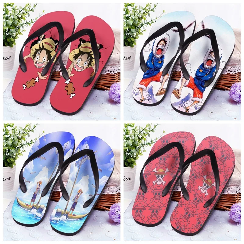 Zapatillas de Anime de una pieza, disfraces de Cosplay, Chanclas de Luffy de dibujos animados, sandalias para el hogar, zapatos de playa, zapatos casuales, zuecos, zapatillas de regalo