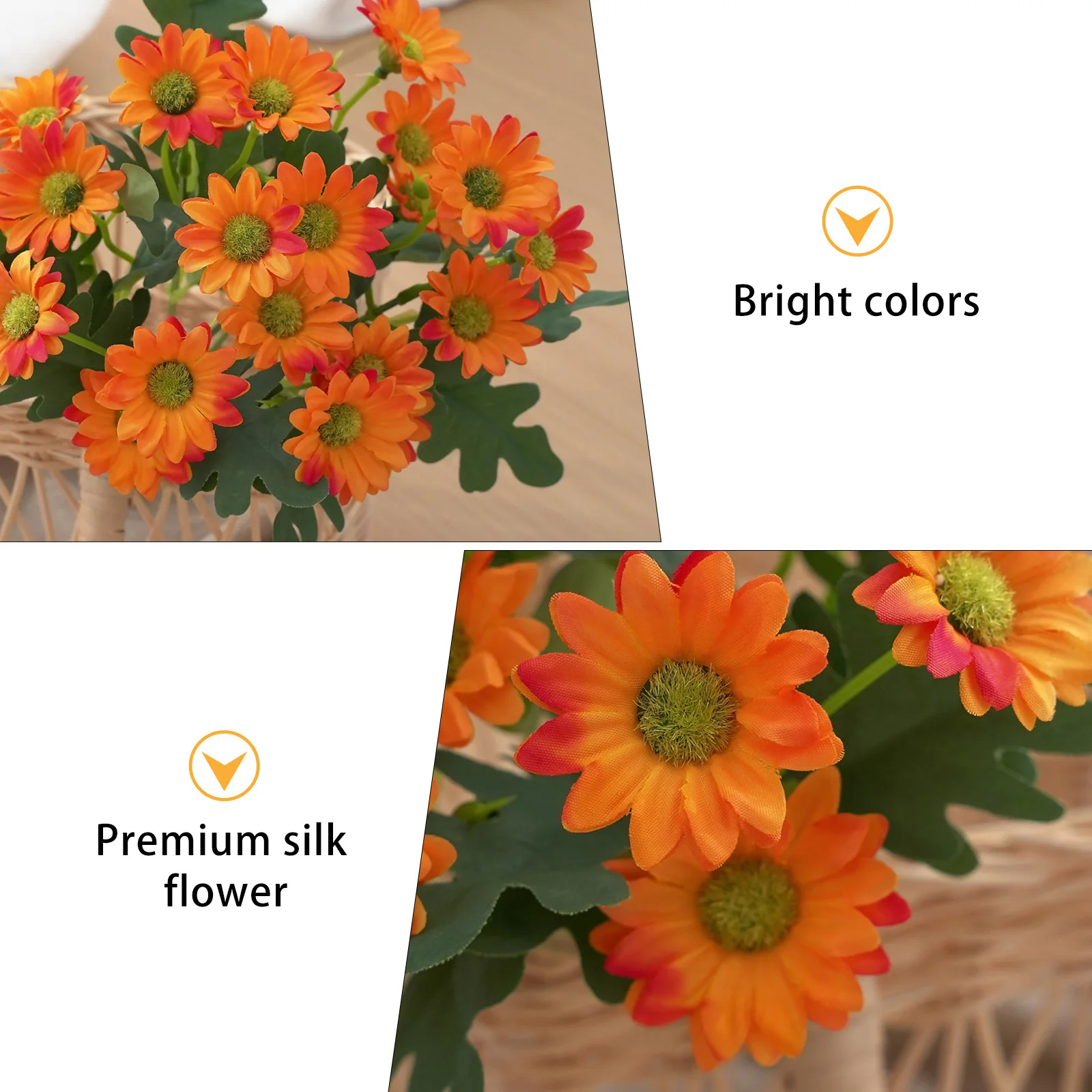 

2Pcs Lifelike Daisy Flower Bouquet Fake Floral Arrangement for Home Decor Indoor Space Vibrant Long-Lasting Decoration