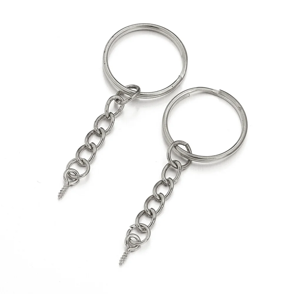 90 Stück Metall-Schlüsselanhänger mit Spaltringen, Gliederkette, Schlüsselringe, Schlüsselanhänger, Schlüsselanhänger-Halter, DIY-Schlüsselketten, Schlüsselring-Zubehör – Detail 5