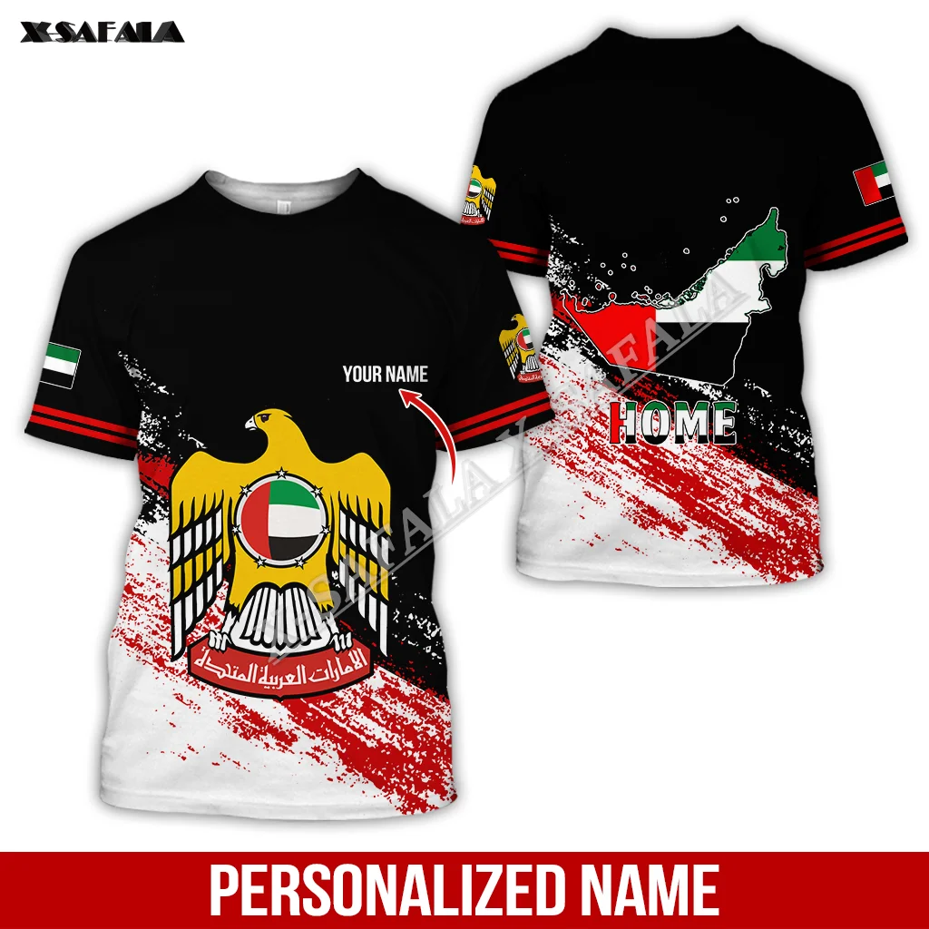 Love United Arab Emirates Flag 3D Print Men Unisex T-Shirt Tops Tees Short Sleeve Casual O Neck Milk Fiber Baby-Skin-Feeling