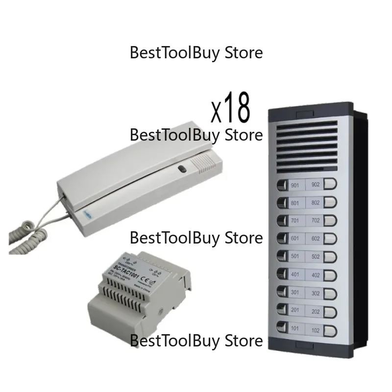 Kit Anti-lock Brake System Indoor Phone White 4. DIN Track Transformer 18 Call Button Multi-building Aluminum Panel