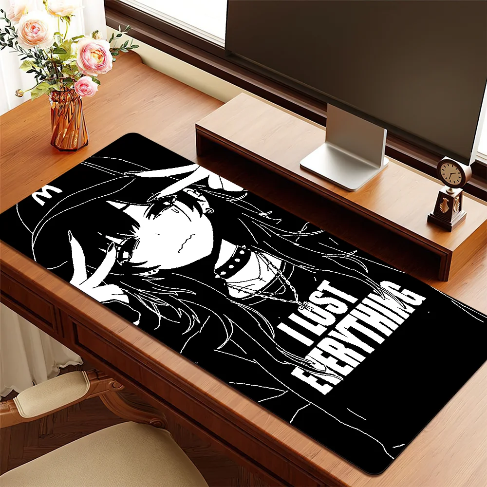 Pixel Girl black white Y2K Mouse Pad Non-slip Thickened MousePad Student Cushion Large Writing Gaming Lockedge Office