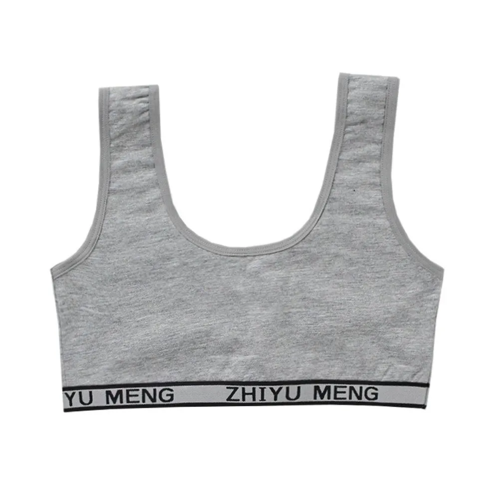 New Solid Color Small Vest Cotton Casual Girl Sports Bra Breathable Underwear Developmental Bras for Student Girls