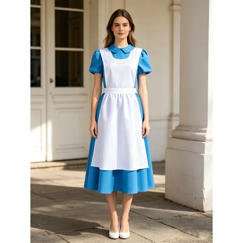 Fantasia de Halloween para Crianças, Vestido de Empregada Lolita para Festa, Fantasia de País das Maravilhas para Meninas