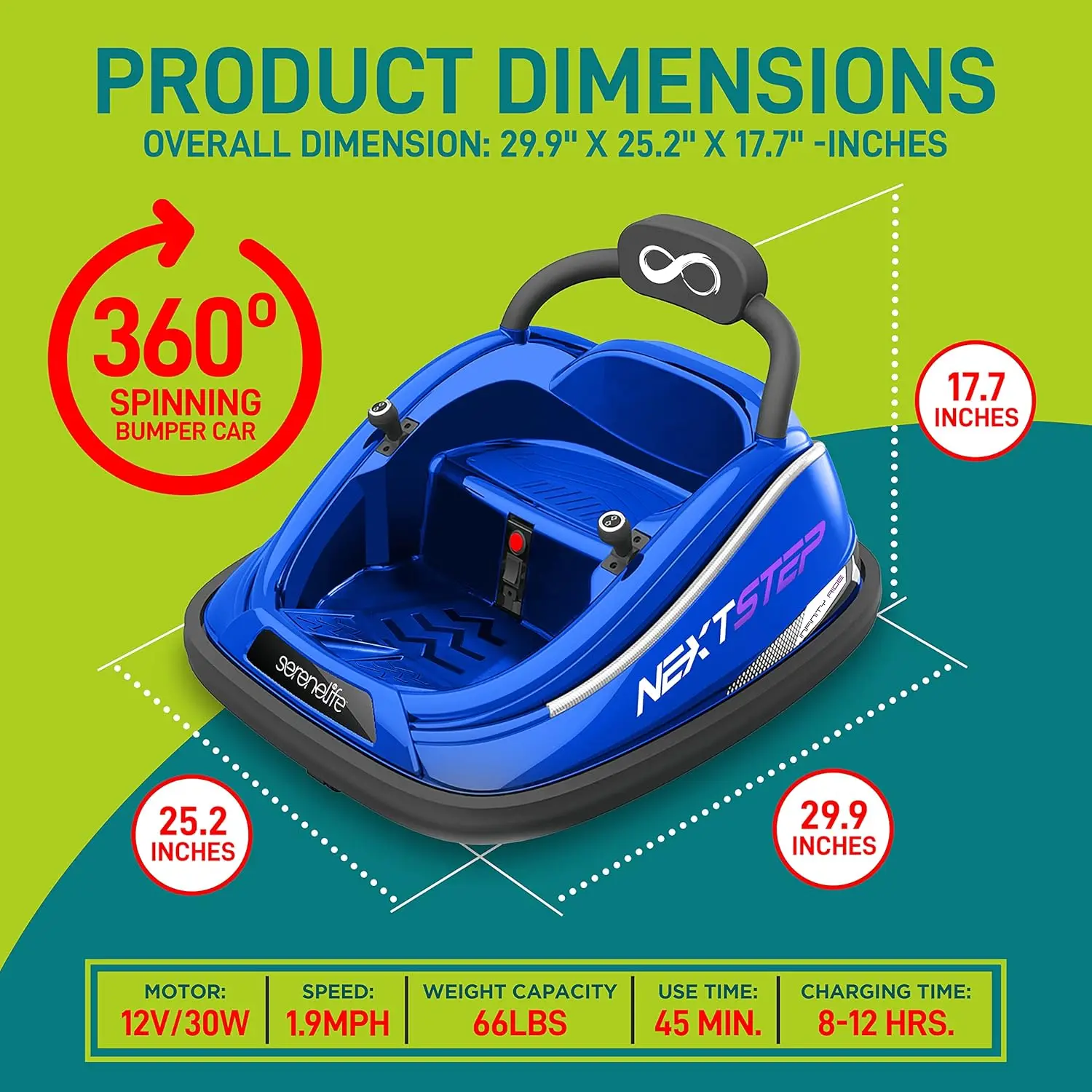 Electric Bumper Car for Kids - Toddler Bumper Car with Remote Control Option - 12V Rechargeable Battery - Safety Belt, LED Light