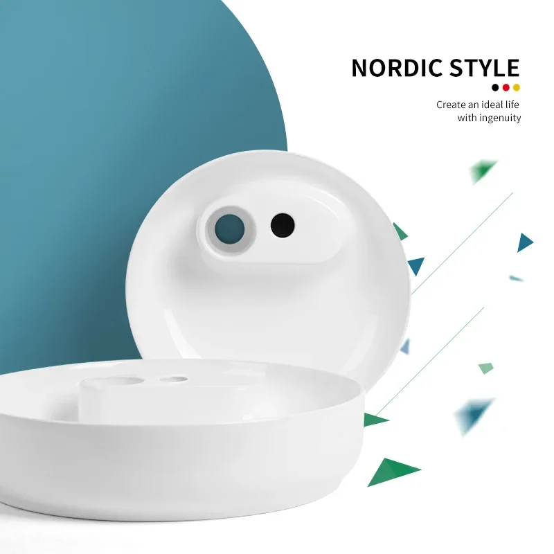Ceramic face wash basin Washing machine hidden rear side drainage water table art upper basin anti-splashing water