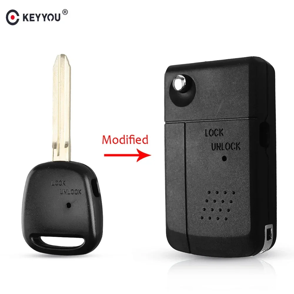 KEYYOU 1/2 Side Buttons Modified Remote Car Key Shell For TOYOTA Carina Estima Harrier Previa Corolla Celica TOY43 Uncut Blade