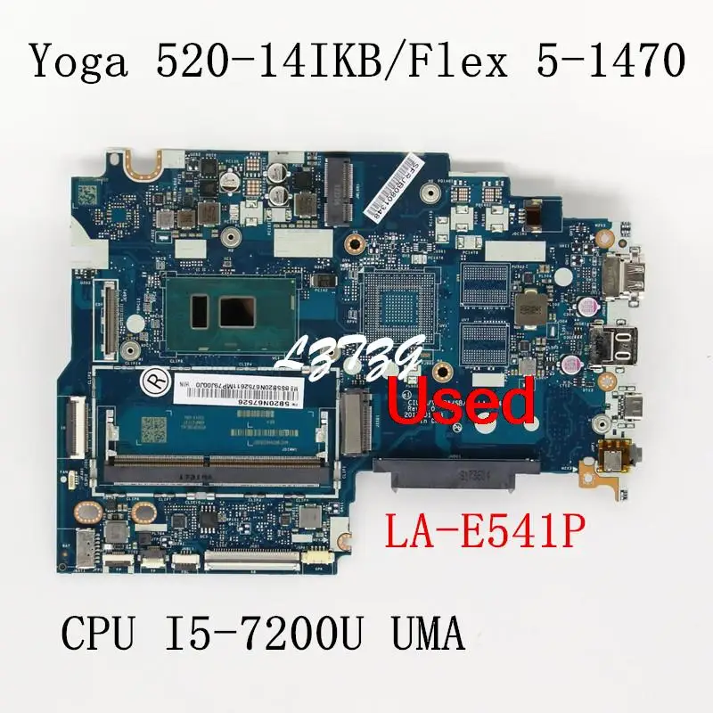 Used For Lenovo ideapad Yoga 520-14IKB/Flex 5-1470 LA-E541P Laptop Motherboard mainboard CPU I5-7200U UMA FRU 5B20N67526