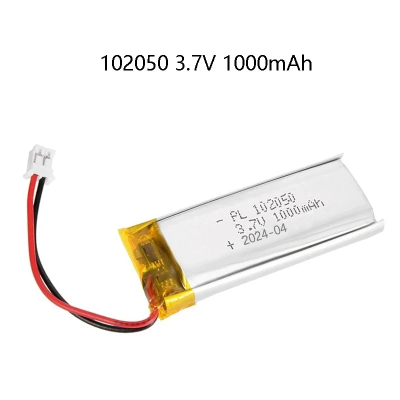 102050 3.7v Polymer Lithium 1000mAh Small Rechargeable Battery Li-Po for Steel Bluetooth Speaker Charging Tool Batteries MP3/4/5