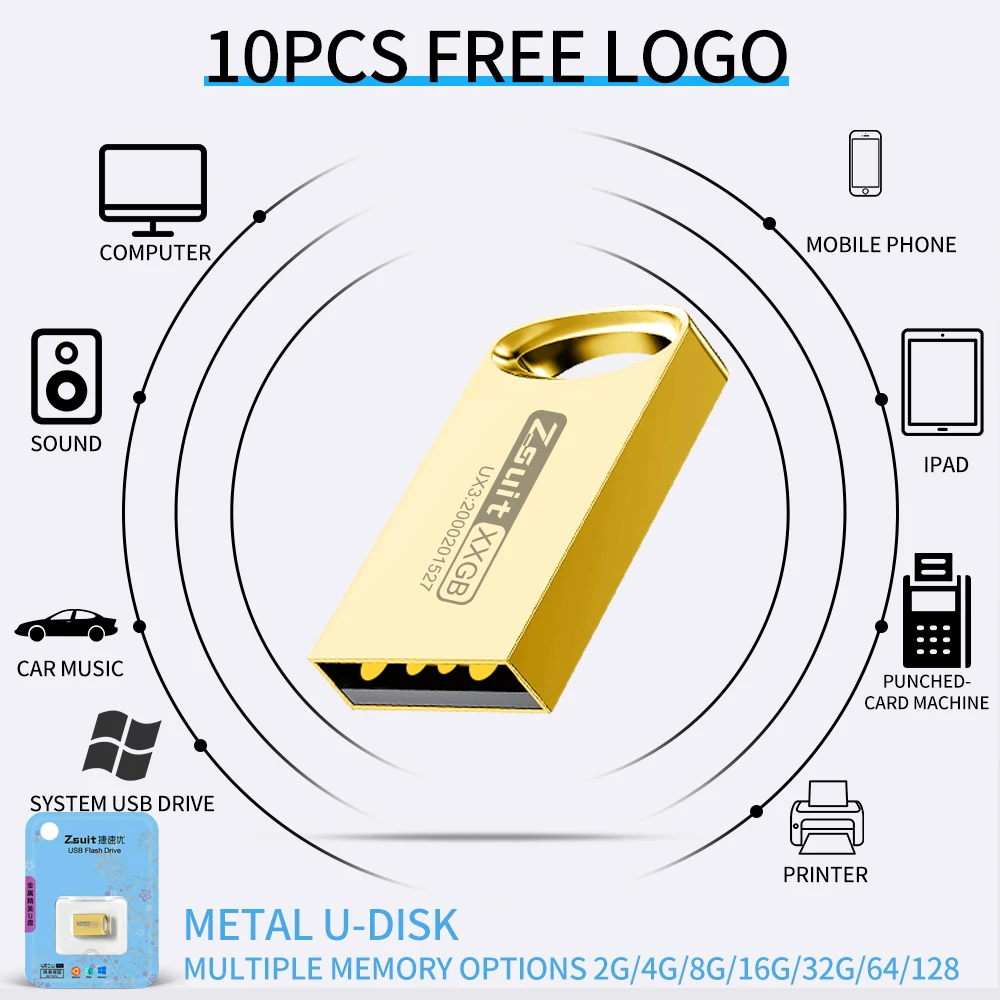 Z pak 10 STKS/Groothandel USB Flash-geheugen 64G S + Chip Waterdichte Pen Drive 32G Individuele Packa Gratis Set Logo Pendrive 3.0 U Disk