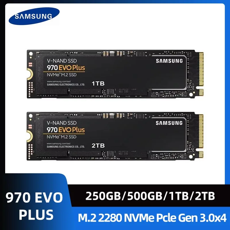 SAMSUNG 970 EVO Plus SSD 250GB 500GB 1TB 2TB MLC NVMe Hard Drive HDD Hard Disk M.2 2280 Internal Solid State Drive for Laptop PC