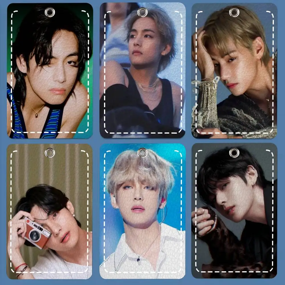 

Кожаный прямоугольный чехол-ключница для карт K-Kim T-Tae Hyung V Kpop (для кредитных и проездных карт)