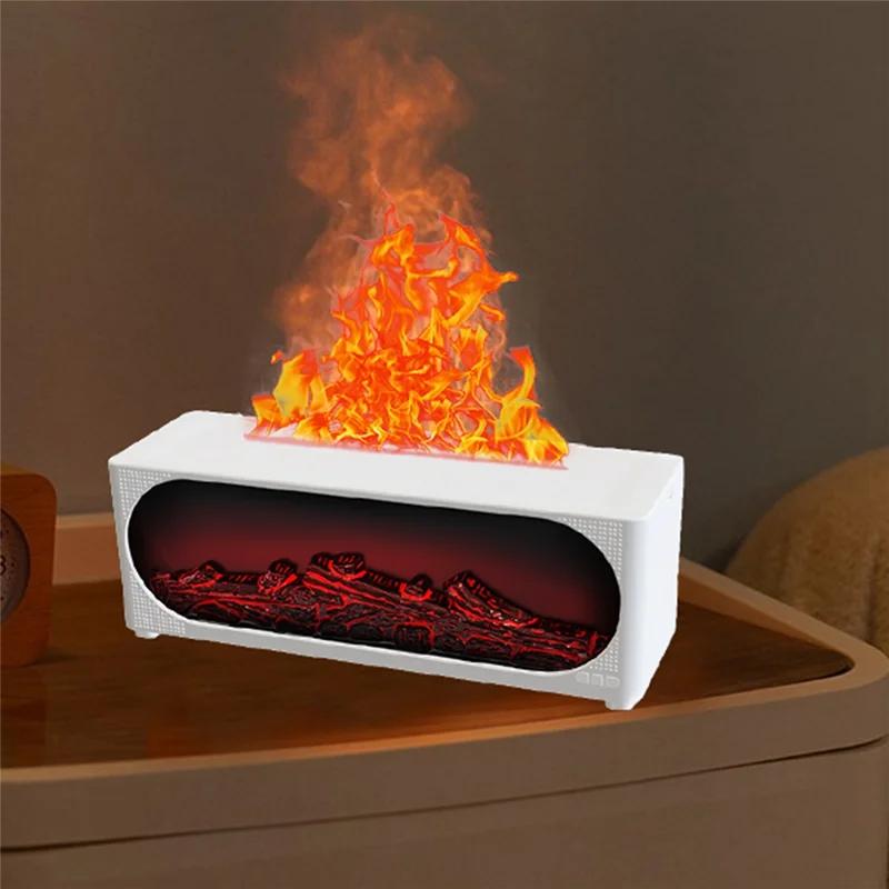 A45F-アロマセラピー模擬暖炉炎加湿器 Bluetooth オーディオと雰囲気ライト加湿器米国プラグ付き