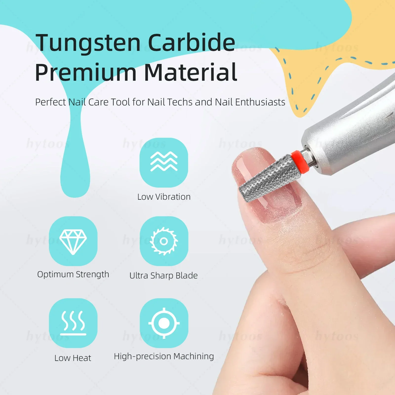HYTOOS テーパー型 5 in 1 ネイルドリルビット クロス歯 超硬ネイルビット ジェル除去 電動ネイルファイル マシン マニキュアアクセサリー