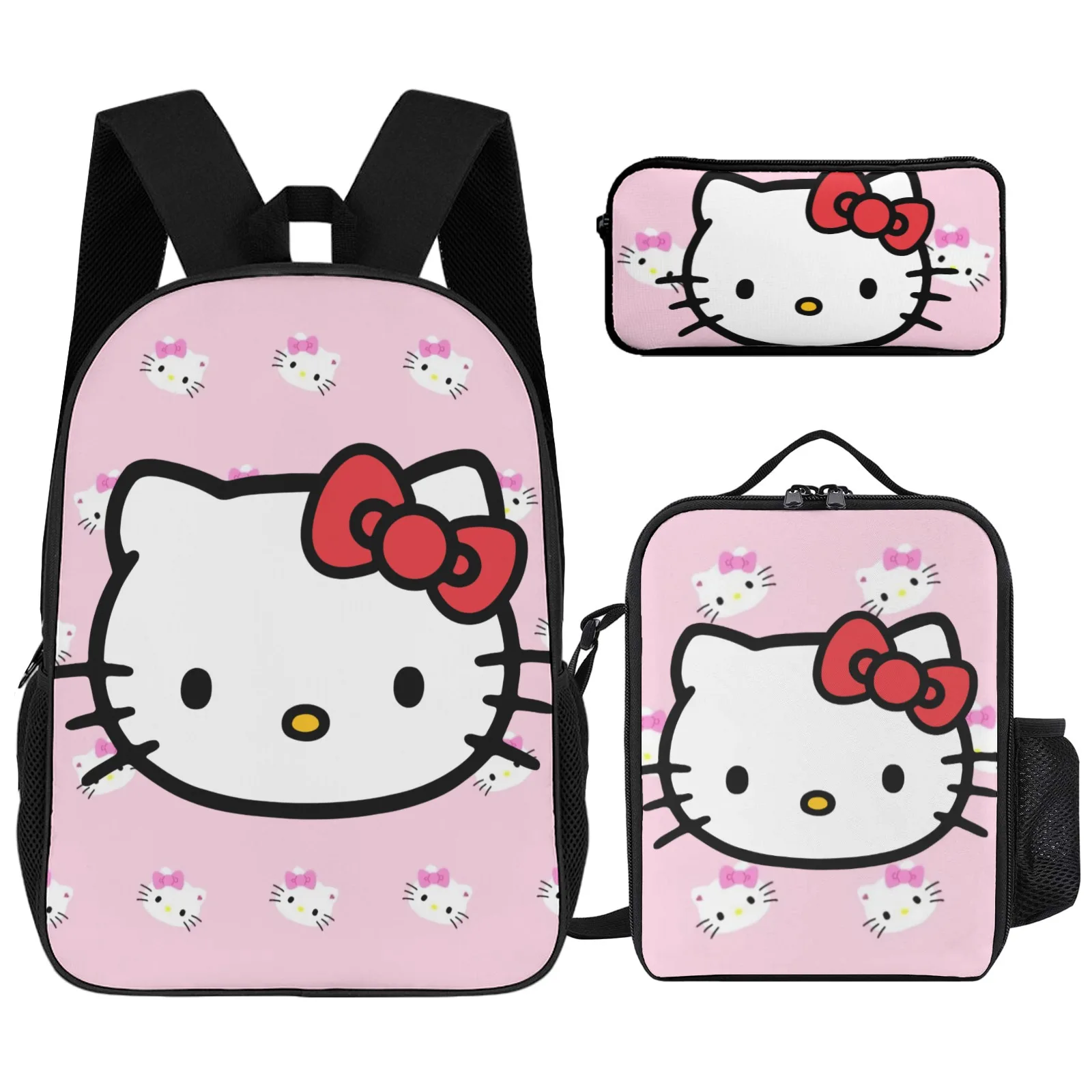 

Hello Kitty Mochila Printed Book Bag School Backpack For Children 17 Inch Pencil Case School Backpack Lunch Bag