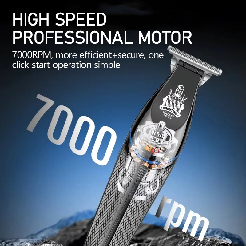 

Профессиональная машинка для стрижки волос Kemei KM-1772, 7000 об/мин, беспроводная, перезаряжаемая, для мужчин.