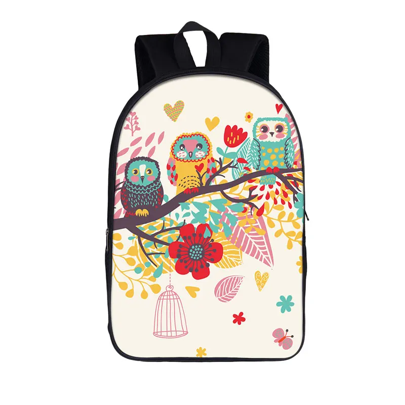 Cute Bird Owl / Parrot Print Backpacks for Teenager Children School Bags Women Rucksack Kid School Multifunctional Backpacks