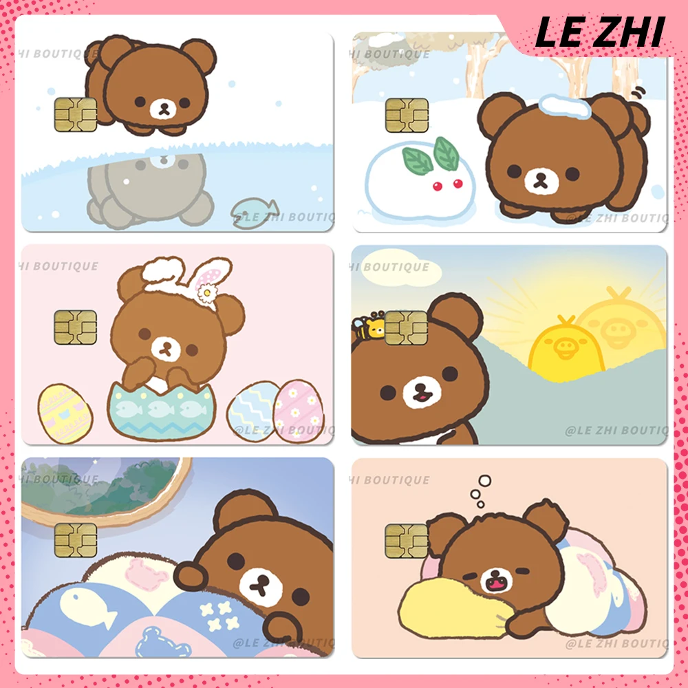 

Sweet Lovely Rilakkuma Waterproof Small Chip Credit Card Skin Stickers Cartoon Anime Shining Rainbow Love Star Frosted Sticker