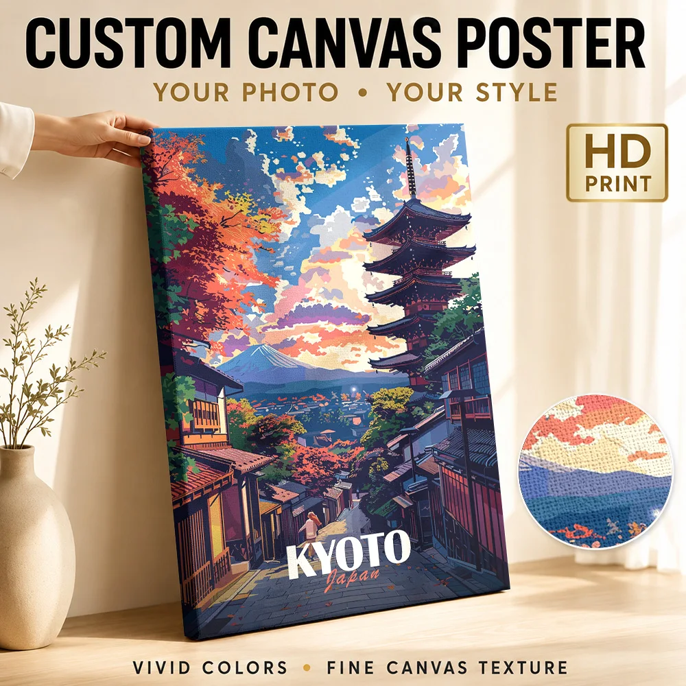 Kyoto Japan Landscape Canvas Print Poster Customized Japanese Inspired Wall Paintings Decoration for Living Room Ready to Hang