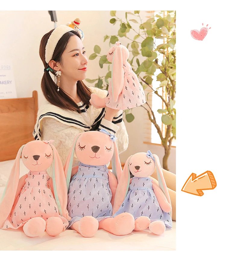 35 cm große Oster-Babyhasenfigur, rosa und blau, An'an Rabbit, beruhigende Geschenkpuppe für Kinder, Plüschtier mit superweichem Fell. – Detail 20