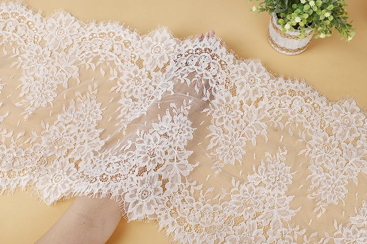 23CM di larghezza nuovo pizzo tridimensionale di fascia alta con bordo Beige, accessori per abiti da sposa fai da te fatti a mano RS4540