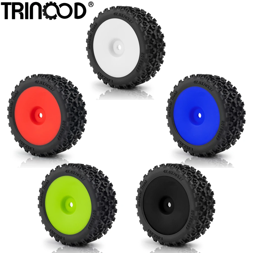 TRINOOD 4Pcs Plastic Wheels Rims with Rubber Tires for A-rrma 1/18 Typhon GROM RC Car Upgrade Parts