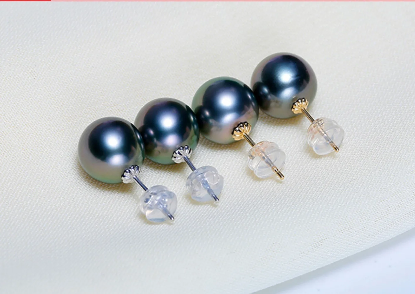 PAIR OF 9-10MM NATURAL SOUTH SEA TAHITIAN GENUINE BLACK ROUND PEARL STUD EARRING  925 silver