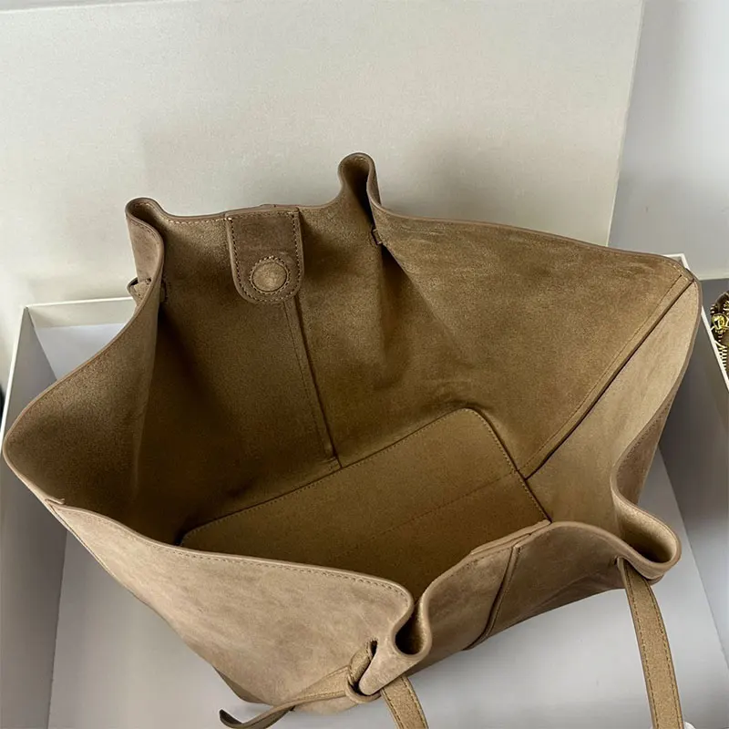 Brown Tote Bag Luxury fashion Suede Leather Retro Wing Bag Women Shoulder Large Capacity High End Handbag Travel Shopping Bag